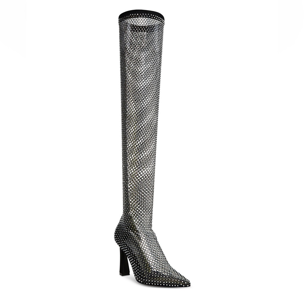 SOLD OUT NEW - Steve Madden - Elegant Black Rhinestone Knee-High Boots